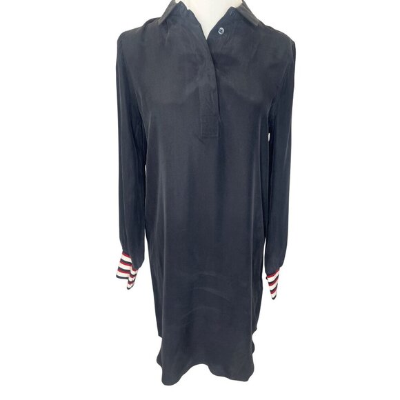 Equipment Silk Dress with Banded Sleeves Black Long Sleeve Ladies Size S/P - Picture 1 of 9